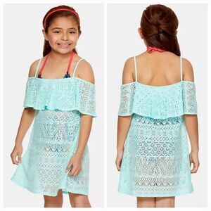 🇬🇪🍑Summer Crush Blue Cold Shoulder Strap Top/Dress Youth XLarge